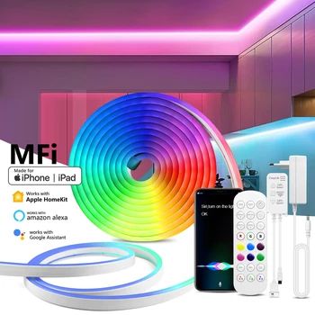 Неоновый Homekit RGB LED Strip lights WiFi Siri Voice Smart Control Tape Украшение комнаты лампой Работает с Apple Home kit Alexa /Google