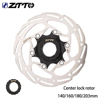 Роторы гидравлического дискового тормоза велосипеда ZTTO MTB 140/160/180/203 мм со стопорным кольцом, центральный стопорный тормозной ротор дорожного велосипеда