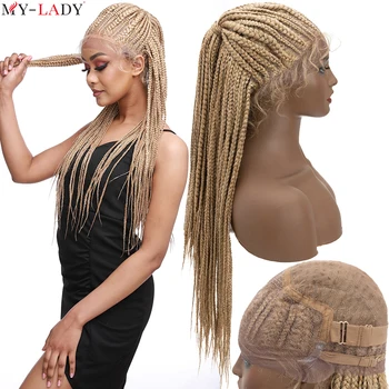 My-Lady Синтетический 25-дюймовый плетеный кружевной парик спереди, коробка с косами, парик С волосами младенца, завязанными косичками, кружевные парики Спереди, афро-парик
