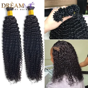 Густые вьющиеся человеческие волосы, я Советую Микролинки, Бразильское наращивание волос Remy, Объем волос натурального черного цвета для женщин, 300 прядей