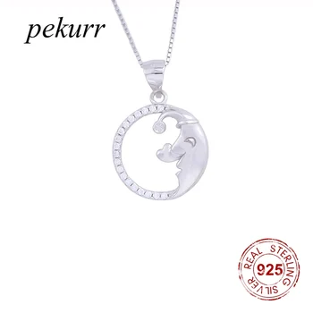 Pekurr Стерлингового серебра 925 пробы, ожерелья с пузырьками в виде сердца Спящей Луны, обруч с полумесяцем и цирконием, женские подвески для женщин, изысканные ювелирные изделия