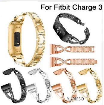Ремешок для часов Fitbit Charge 3 для Fitbit Charge 4 Сменные ремешки из нержавеющей стали, металлический ремешок на запястье, браслет со стразами