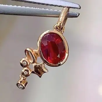 HN Aquarius из розового золота 18 Карат, натуральный неотапливаемый красный Рубин, Драгоценные камни 0,98 карата, Подвески для женского ожерелья