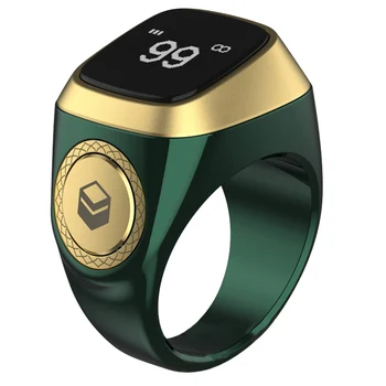 Кольцо для подсчета времени 5 молитв, совместимое с Bluetooth, для мусульман (зеленое 20 мм)